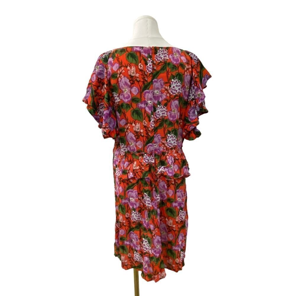 SFERA Collection Floral Mini Dress Ruffle Short Sleeve Femme Belted Party Size M - Picture 3 of 10